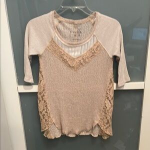 Urban Outfitters Tan / Cream top with lace